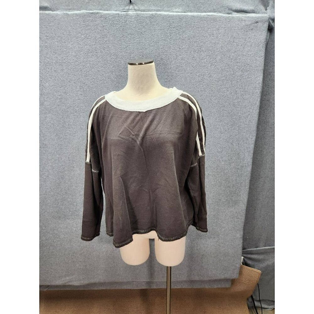 Ces‎ Femme Two-Tone Long Sleeve Sweatshirt Top With Contrast Trim